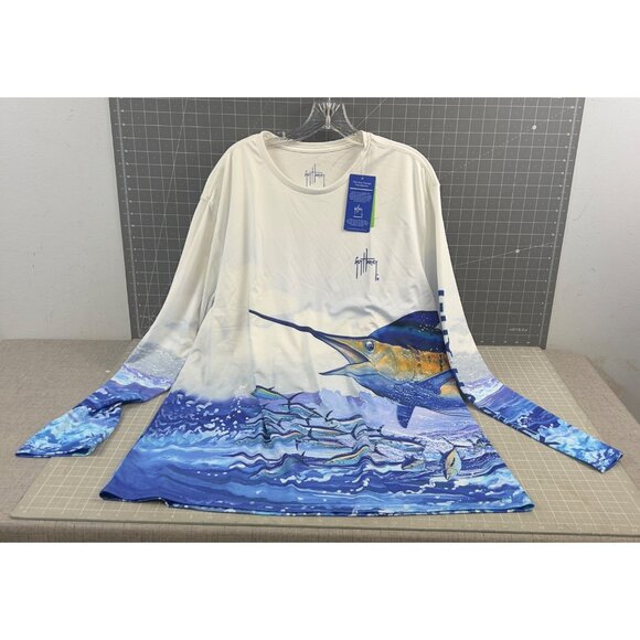 Guy Harvey Men’s XXL Long Sleeve Big Blue Tuna Performance Shirt - Picture 1 of 8
